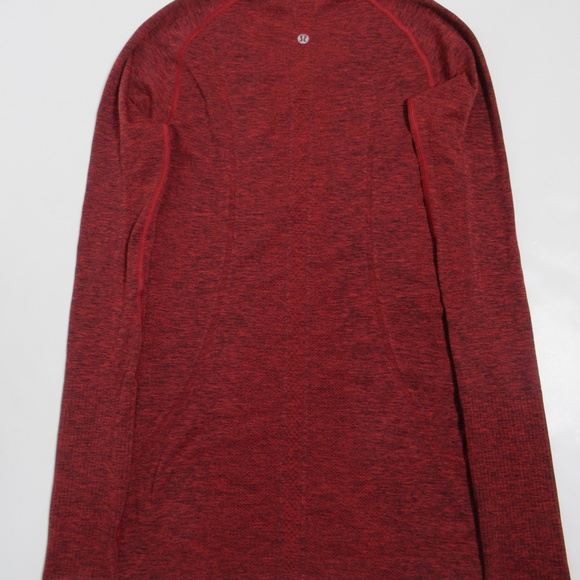 Lululemon Swiftly Tech Long Sleeve Crew Black / True Red Size 6 Silverescent - Picture 7 of 12